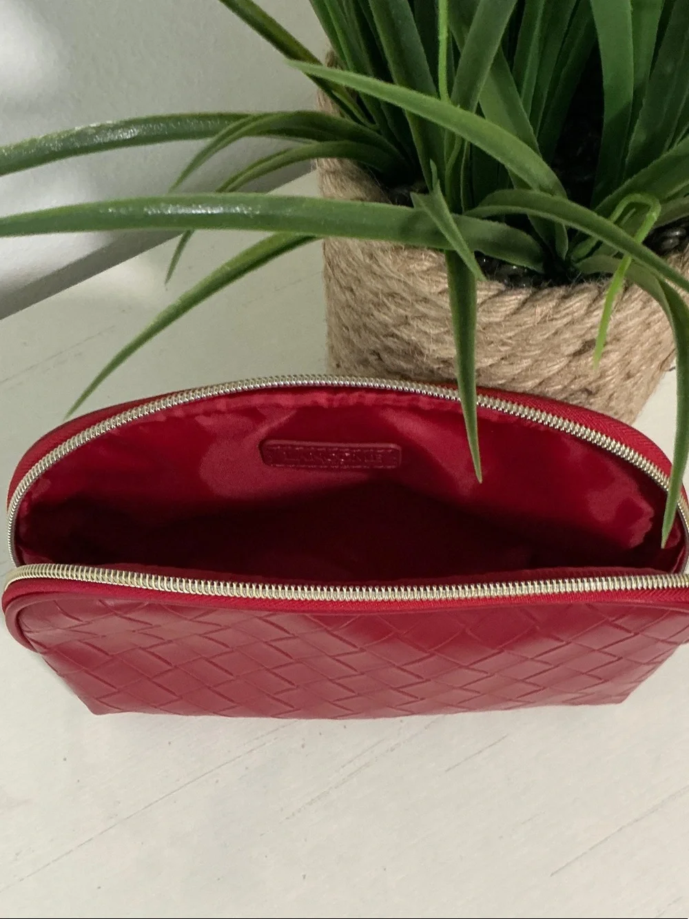 Lancome Red Woven Cosmetic Bag